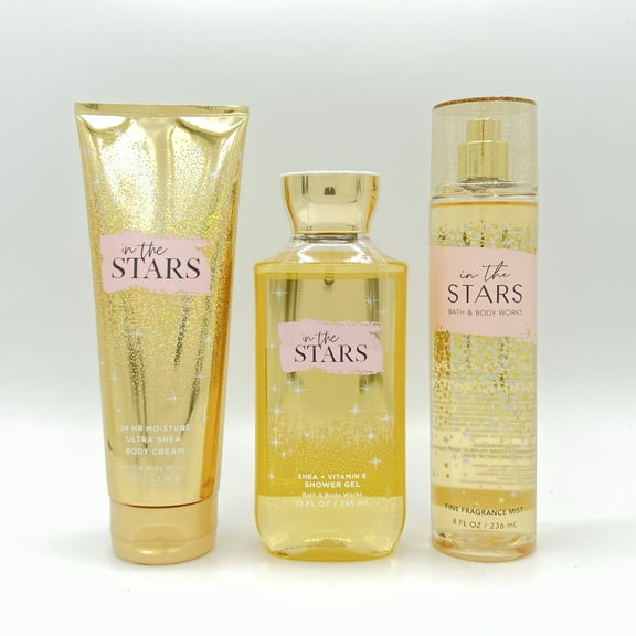 Bath & Body Works In The Stars 8oz Body Cream, 10oz Shower Gel and 8oz Fine Fragrance Mist Body Spray 3-Piece Bundle