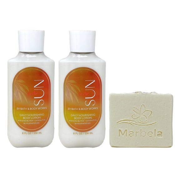 Bath & Body Works In The Sun 2 Pack Body Lotion Bundle with a Natural Oats Bar Soap - Full Size