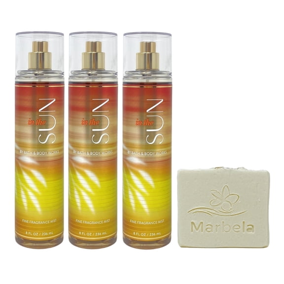 Bath & Body Works In The Sun 3 Fine Fragrance Mists with a Natural Oats Bar Soap