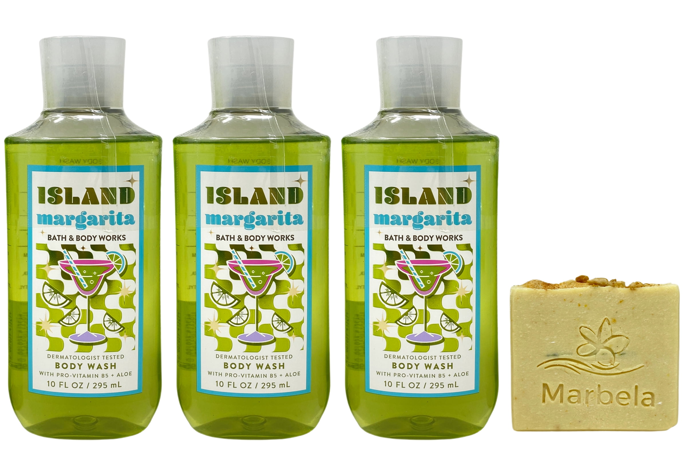 Bath & Body Works Island Margarita 3 Body Washes with a Perfectly Peeled Bar Soap