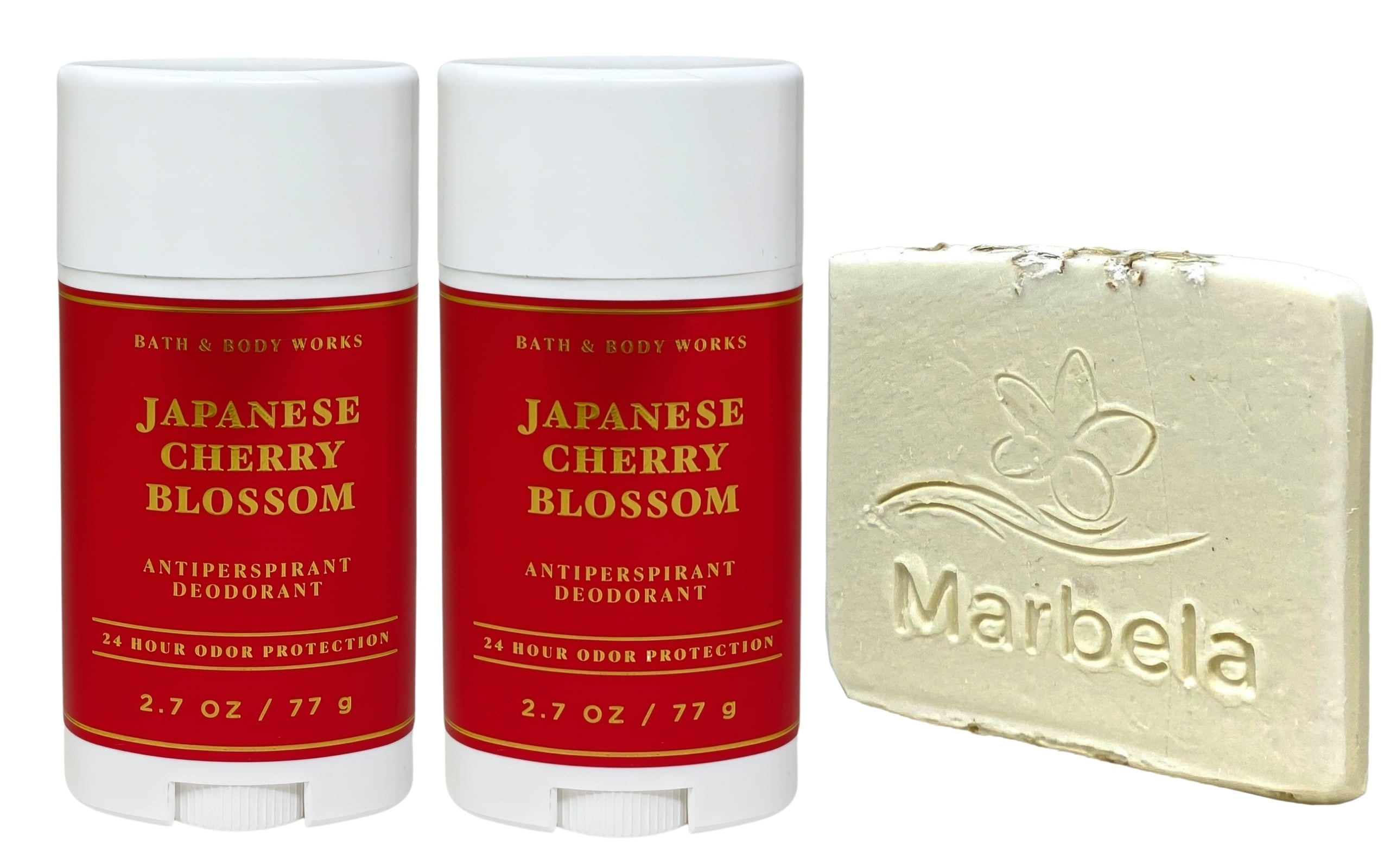 Bath & Body Works Japanese Cherry Blossom 2 Antiperspirant Deodorants with a Natural Oats Sample Soap
