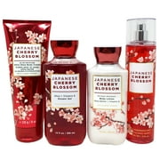 Bath & Body Works Japanese Cherry Blossom 4 Piece Gift Set, Includes Fragrance Mist, Body Cream, Lotion, Shower Gel