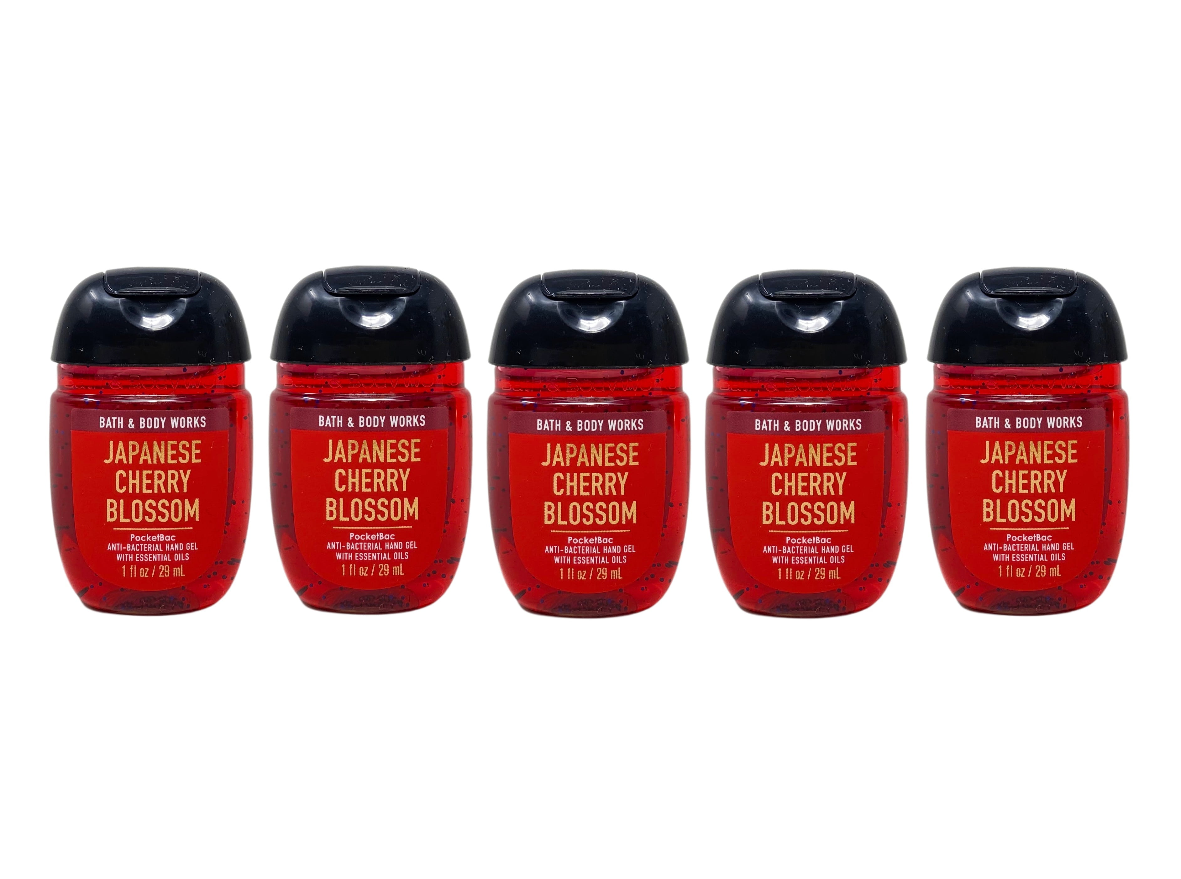 Bath & Body Works Japanese Cherry Blossom 5-Pack PocketBac Sanitizers Anti-Bacterial Hand Gel 1 Fl Oz