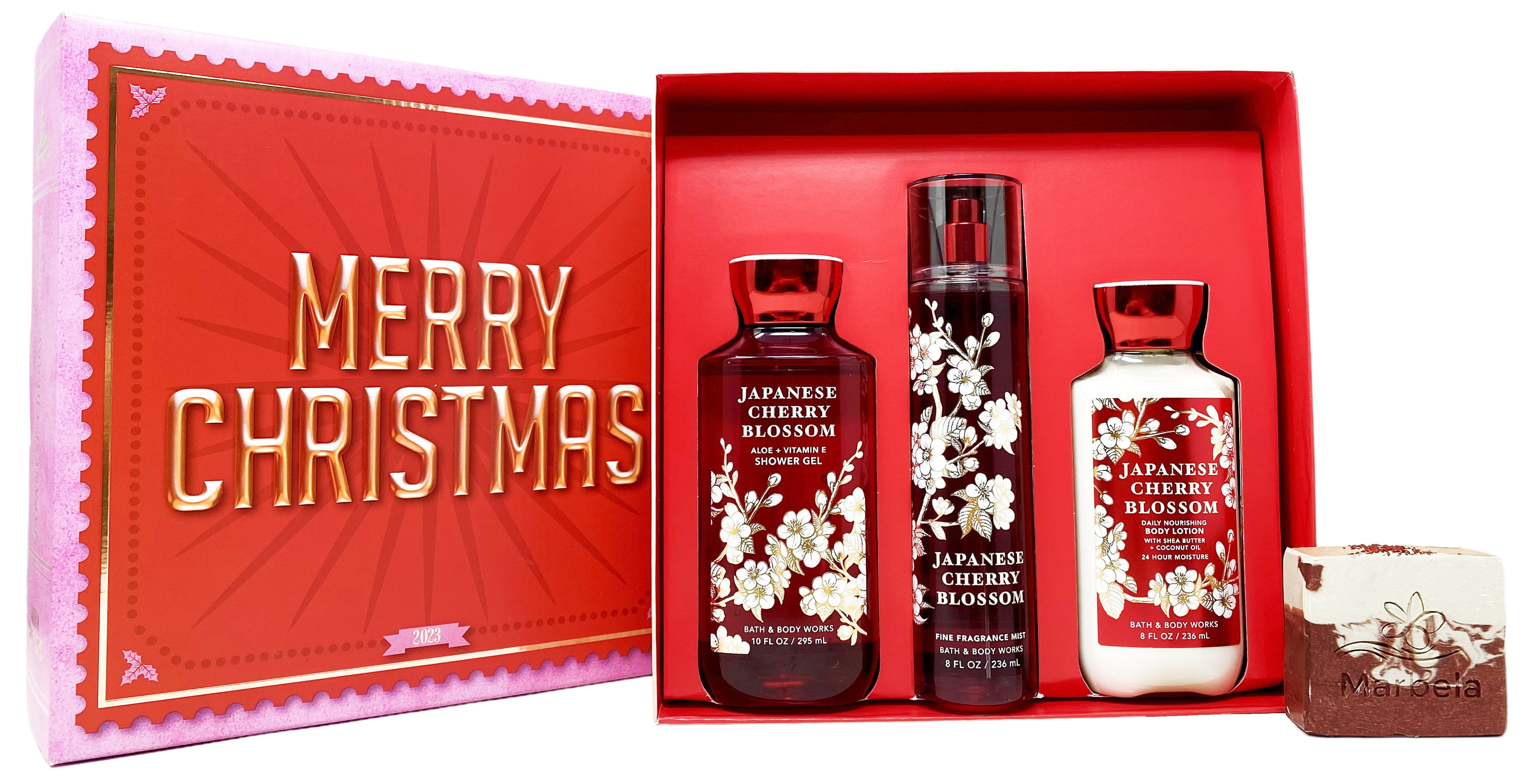 Bath & Body Works Japanese Cherry Blossom Gift Box Set Fine Fragrance Mist, Shower Gel and