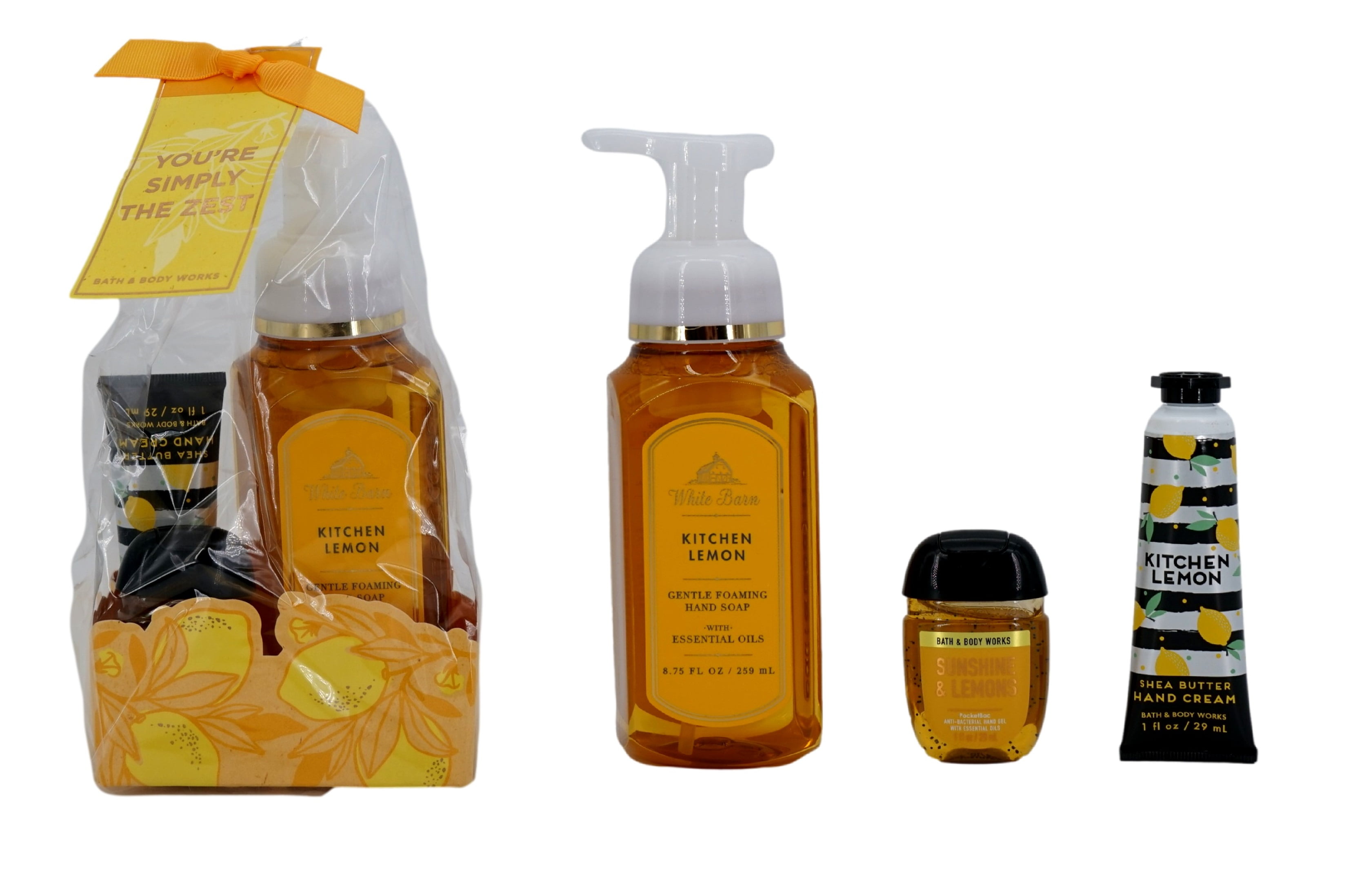 Bath & Body Works KITCHEN LEMON Gift Bag Set You're Simply The Zest Foaming Hand Soap - Hand Cream Sunshine & Lemons Hand Sanitizer