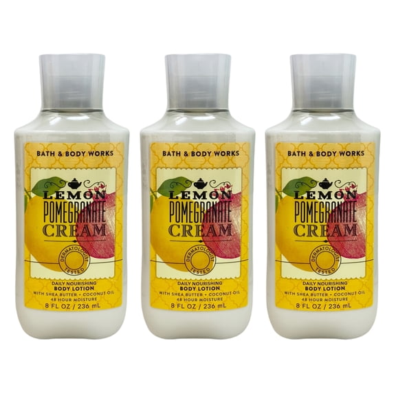 Bath & Body Works Lemon Pomegranate Cream - 3 Daily Nourishing Body Lotions (8 fl oz / 236 mL Each)