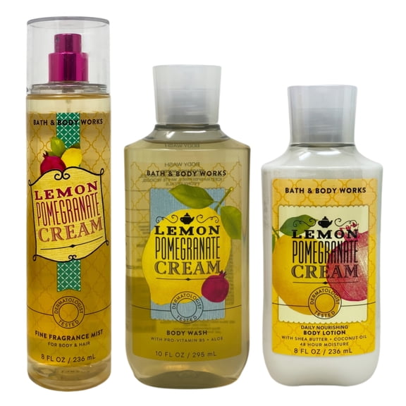 Bath & Body Works Lemon Pomegranate Cream - Fine Fragrance Mist, Body Wash and Daily Nourishing Body Lotion