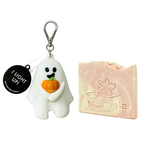 Bath & Body Works Light-up Glow-in-the-Dark Ghost Hand Gel Holder with a Natural Oats Sample Soap