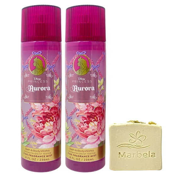 Bath & Body Works Limited Edition Princess Collection Aurora 2 Fine Fragrance Mists with a Wild Jasmine Bar Soap