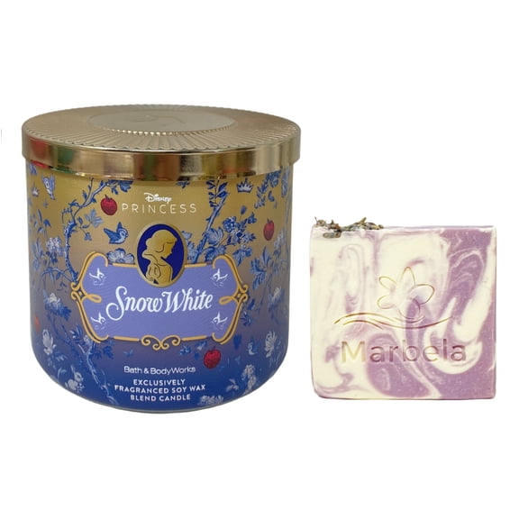 Bath & Body Works Limited Edition Princess Collection Snow White 3-Wick Scented Candle with a Lavender Dream Bar Soap
