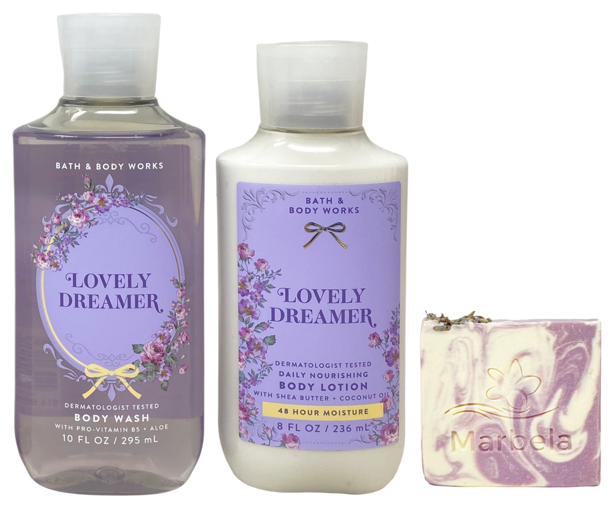 Bath & Body Works Lovely Dreamer Body Wash and Daily Nourishing Body Lotion with a Lavender Dream Bar Soap