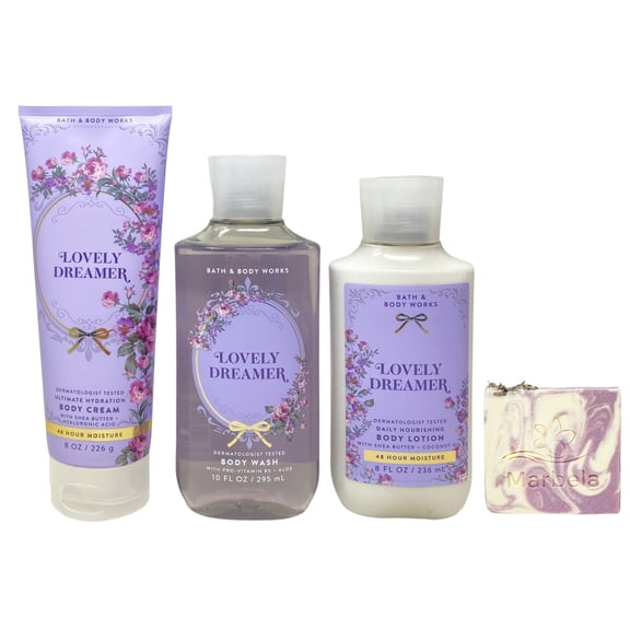Bath & Body Works Lovely Dreamer Ultimate Hydration Body Cream, Body Wash and Daily Nourishing Body Lotion with a Lavender Dream Bar Soap