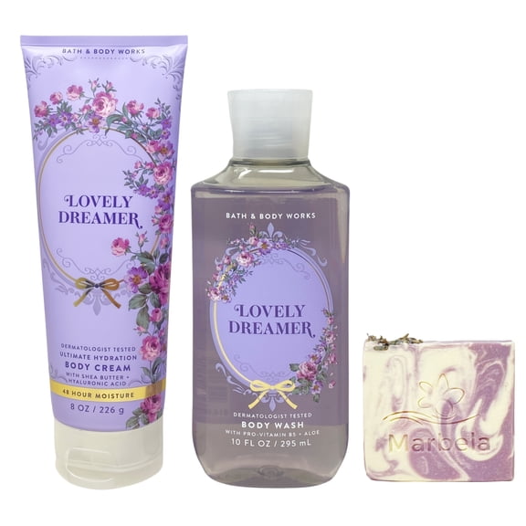 Bath & Body Works Lovely Dreamer Ultimate Hydration Body Cream and Body Wash with a Lavender Dream Bar Soap