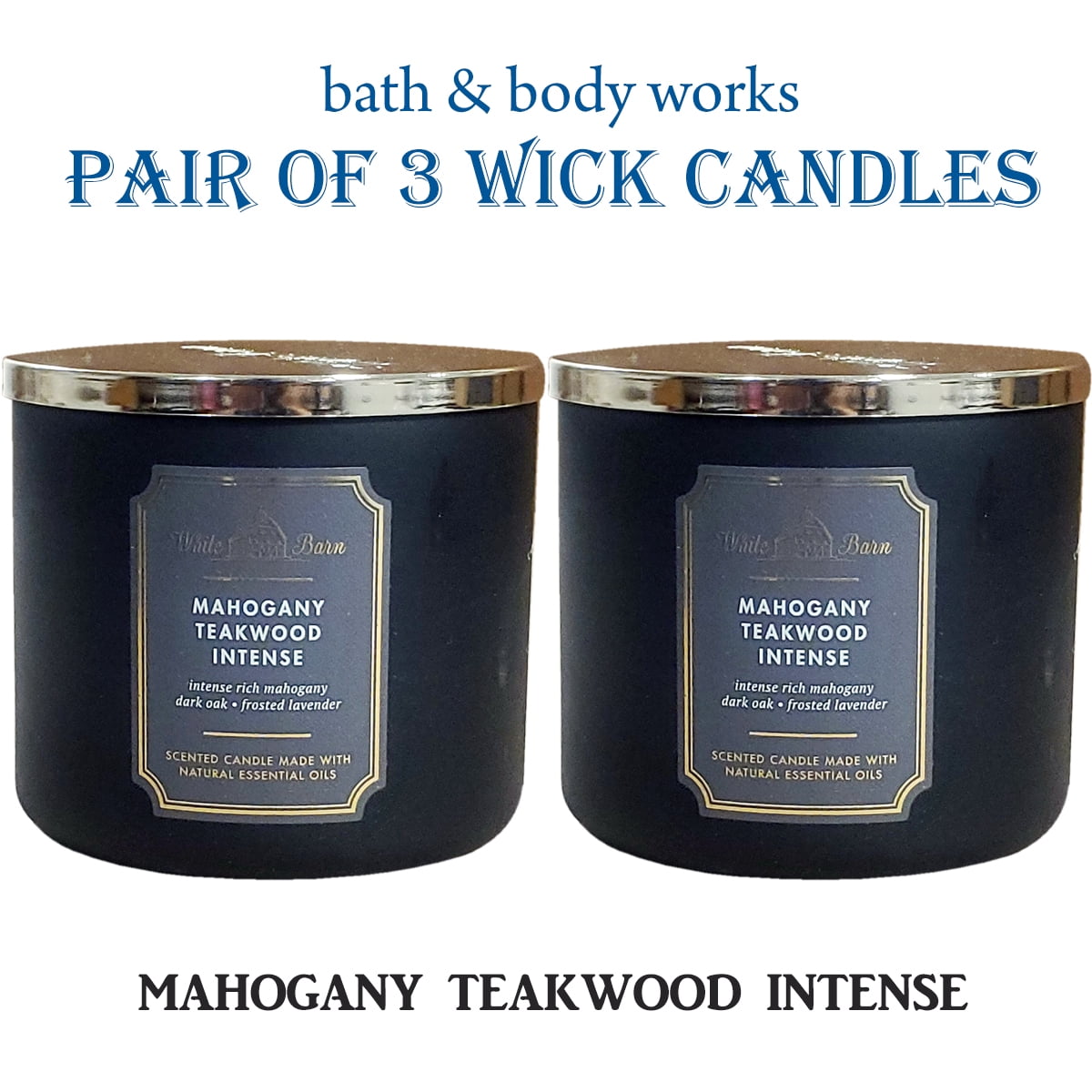 Bath & Body Works Mahogany Teakwood Intense 3 Wick Scented Candle Set of 2
