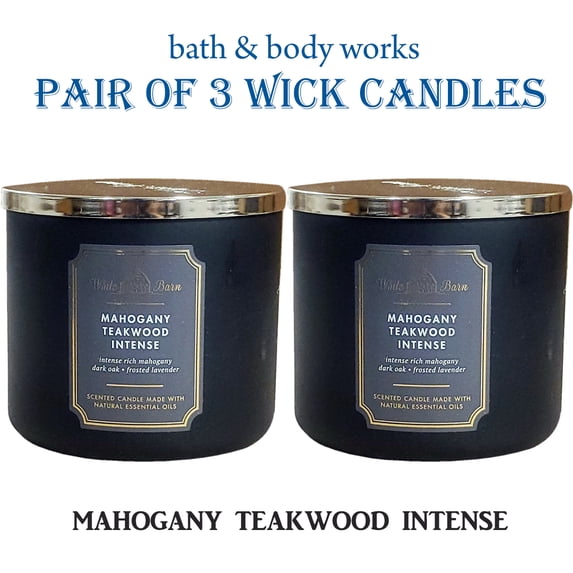 Bath & Body Works MAHOGANY TEAKWOOD INTENSE 3 Wick Scented Candle Set of 2