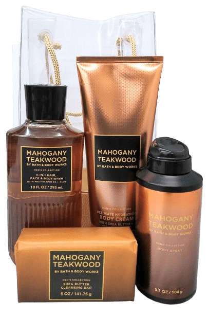 Bath & Body Works Mahogany Teakwood 4 Piece Men's Gift Bag Set