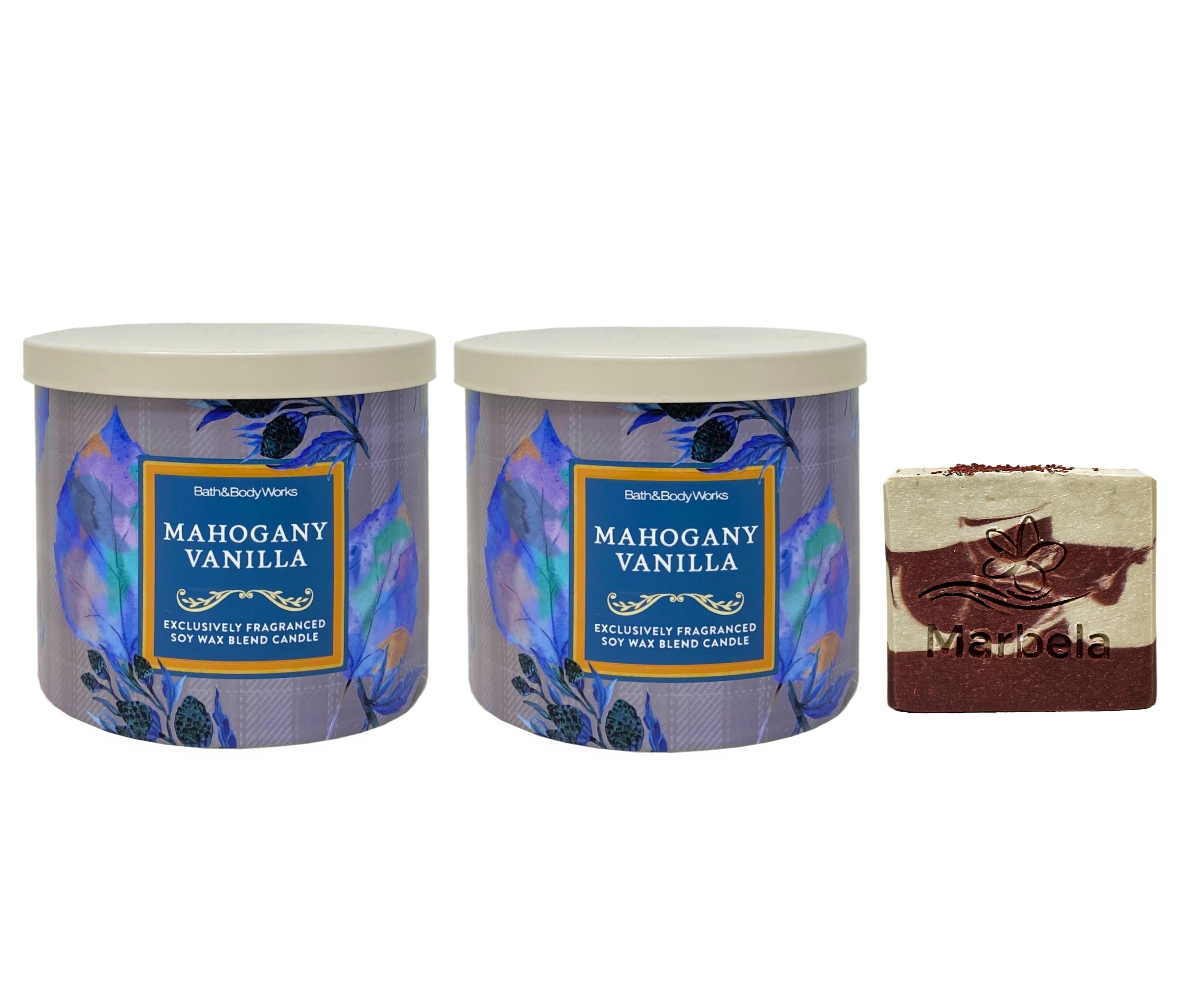 Bath & Body Works Mahogany Vanilla 2 Piece 3-Wick Scented Candles Set ...