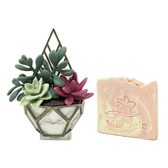 Bath & Body Works Marble Wall Planter Scent Control Nightlight Wallflowers Fragrance Plug with a Marbela Himalayan Salts Springs Sample Soap