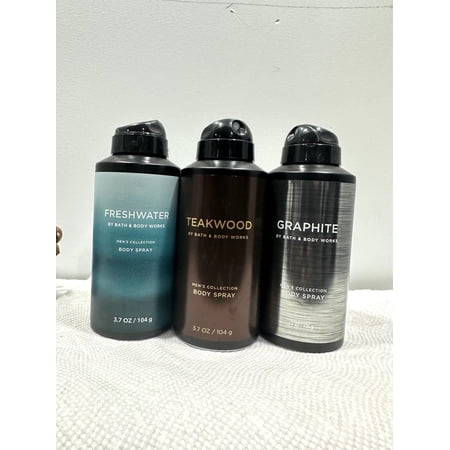 Bath & Body Works Men's Collection 3 Piece Body Spray Gift Set (Freshwater, Teakwood, and Graphite)