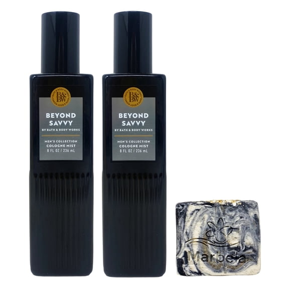 Bath & Body Works Men's Collection Beyond Savvy 2 Cologne Mists with a Charcoal Scrub Bar Soap