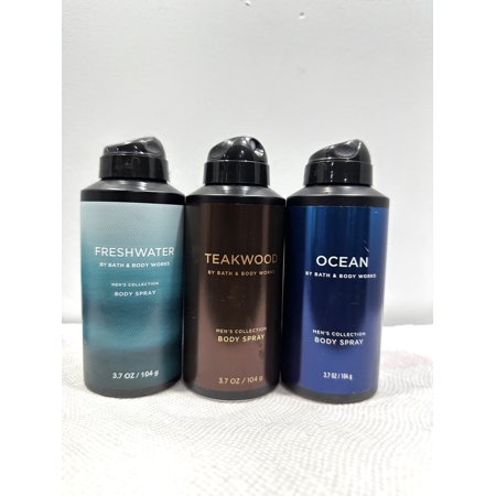 Bath & Body Works Men's Collection Body Spray 3 Piece Gift Set (Freshwater, Teakwood, and Ocean)