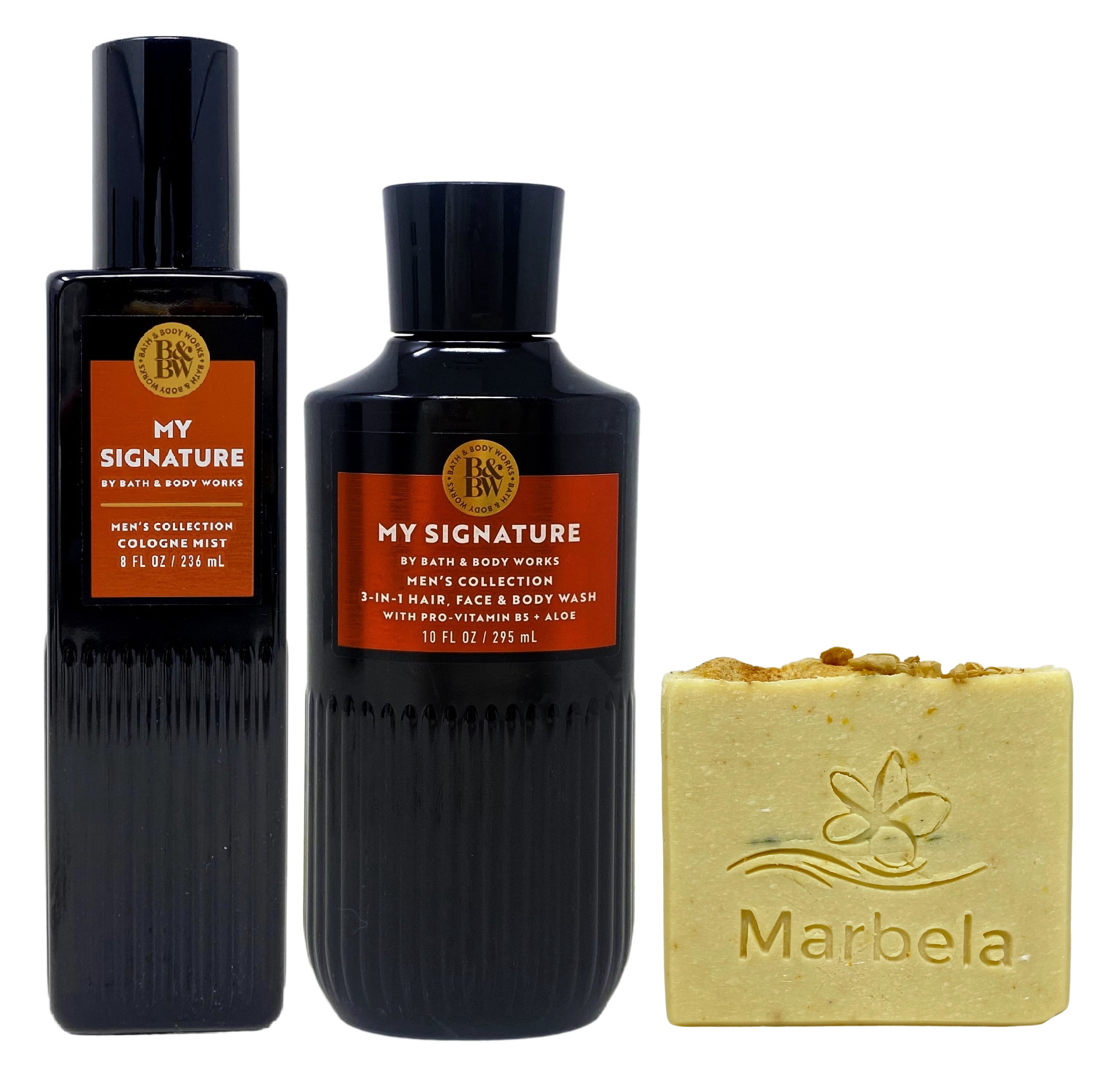 Bath & Body Works Men's Collection My Signature Cologne Mist and 3-in-1 Hair, Face & Body Wash with a Perfectly Peeled Bar Soap