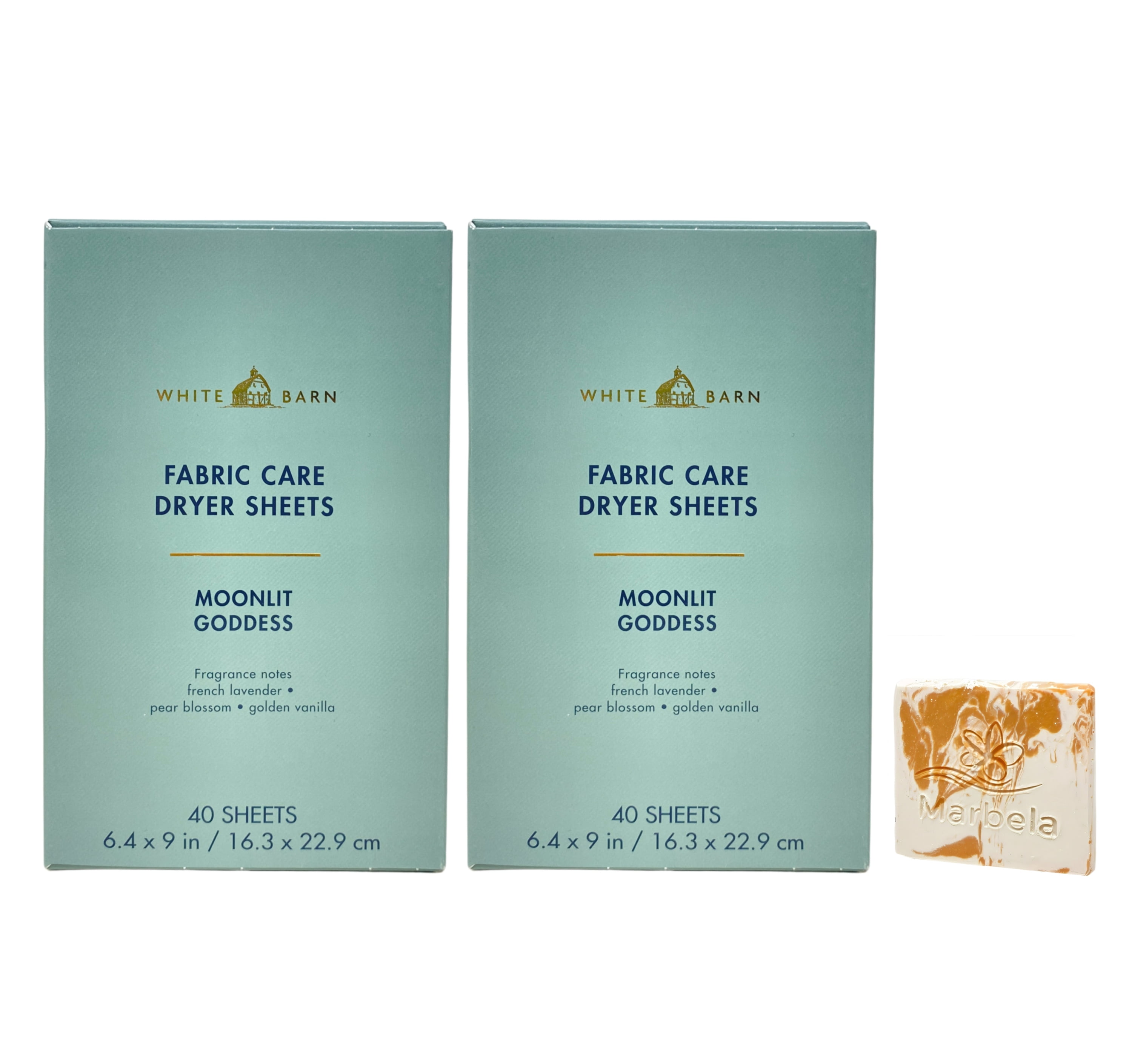 Bath & Body Works Moonlit Goddess Fabric Care Dryer Sheets - 2 Boxes (80 Sheets Total) - with a Natural Oats Mini Soap