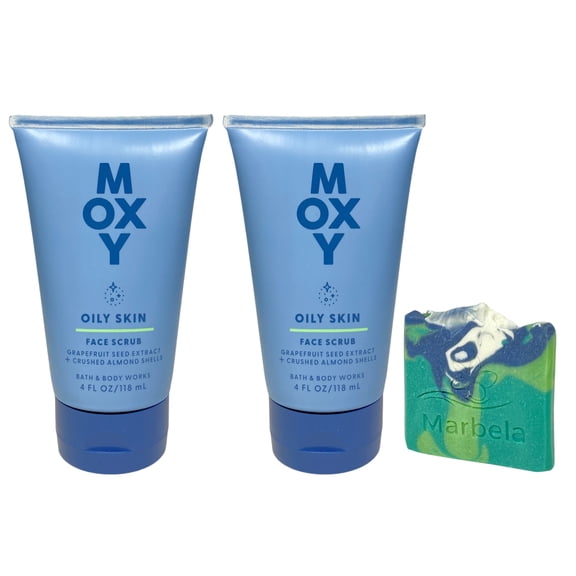 Bath & Body Works Moxi Oily Skin 2 Face Scrubs with an Aloe Vera Sample Soap