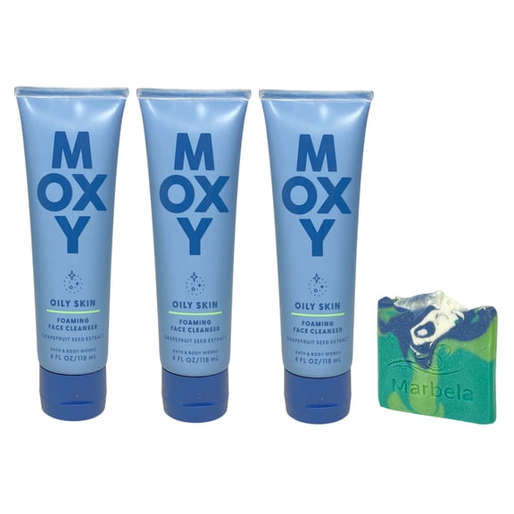 Bath & Body Works Moxi Oily Skin 3 Foaming Face Cleansers with an Aloe Vera Sample Soap