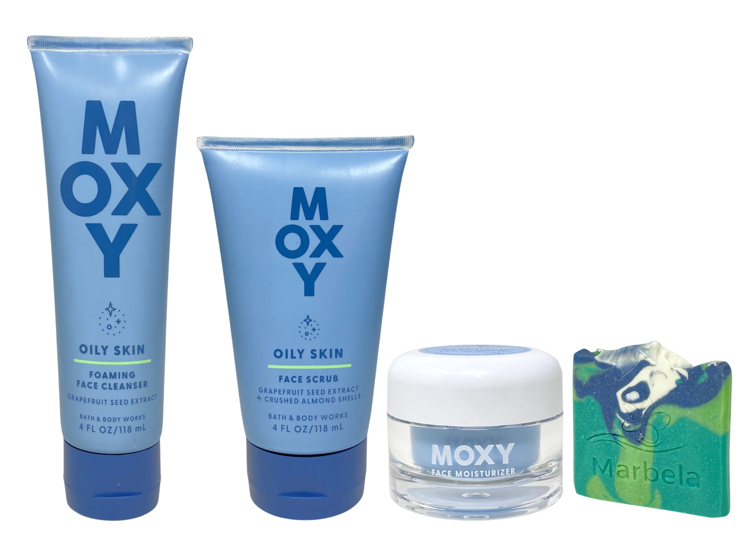 Bath & Body Works Moxi Oily Skin Foaming Face Cleanser, Face Scrub and Face Moisturizer with an Aloe Vera Mini Soap