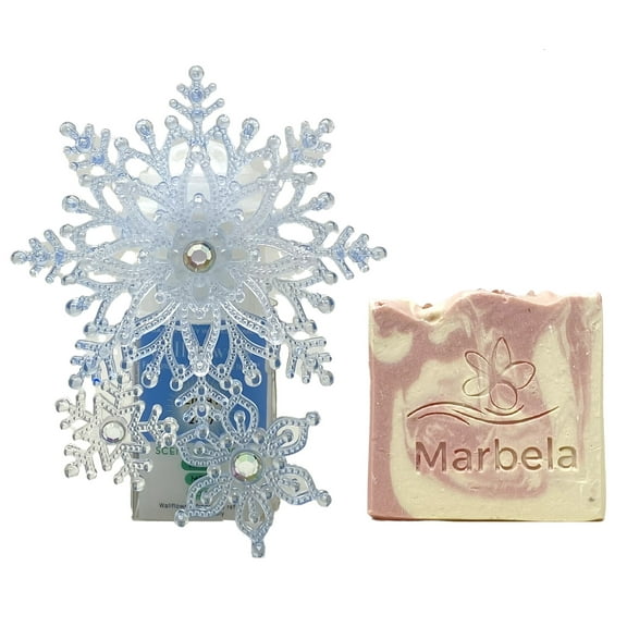 Bath & Body Works Multi-Snowflake Scent Control Wallflowers Fragrance Plug With a Himalayan Salts Springs Sample Soap.