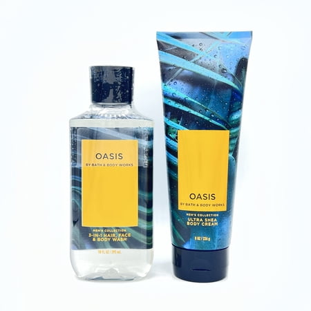 Bath & Body Works Oasis Men's Collection 10oz Body Wash and 8oz Body Cream 2-Piece Bundle