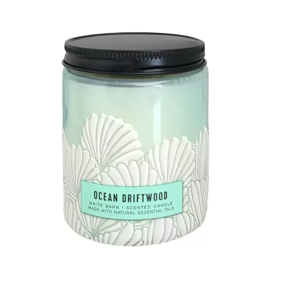 Bath & Body Works Ocean 1-Wick Scented Candle – White, Ocean Driftwood Scent, Open Box