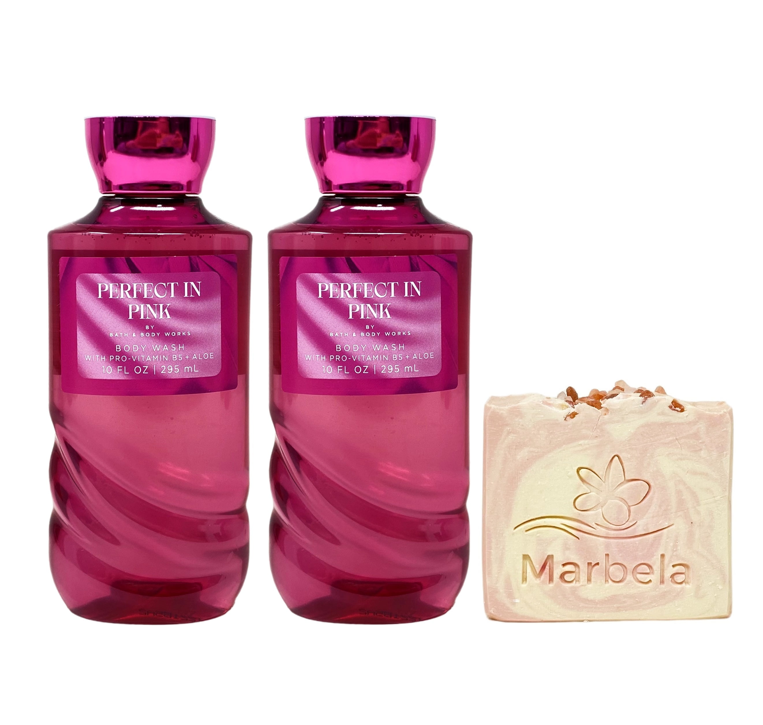 Bath & Body Works Perfect In Pink 2 Pack Body Wash Bundle with a Himalayan Salts Springs Bar Soap - Full Size