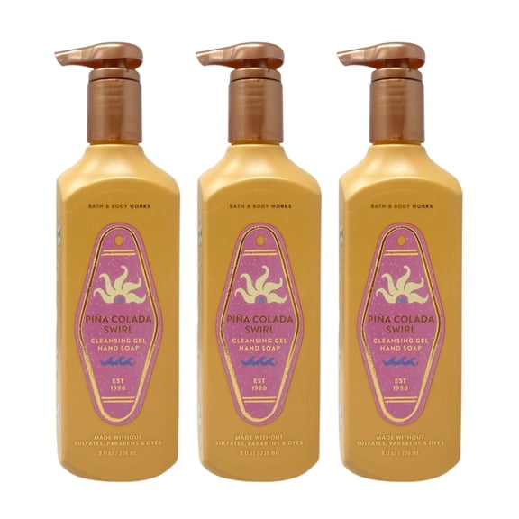 Bath & Body Works Pia Colada Swirl 3 Cleansing Gel Hand Soaps (8 fl oz Each)