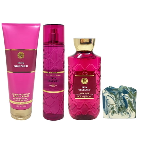 Bath & Body Works Pink Obsessed - Fine Fragrance Mist, Ultimate Hydration Body Cream and Body Wash with a Zen Garden Bar Soap