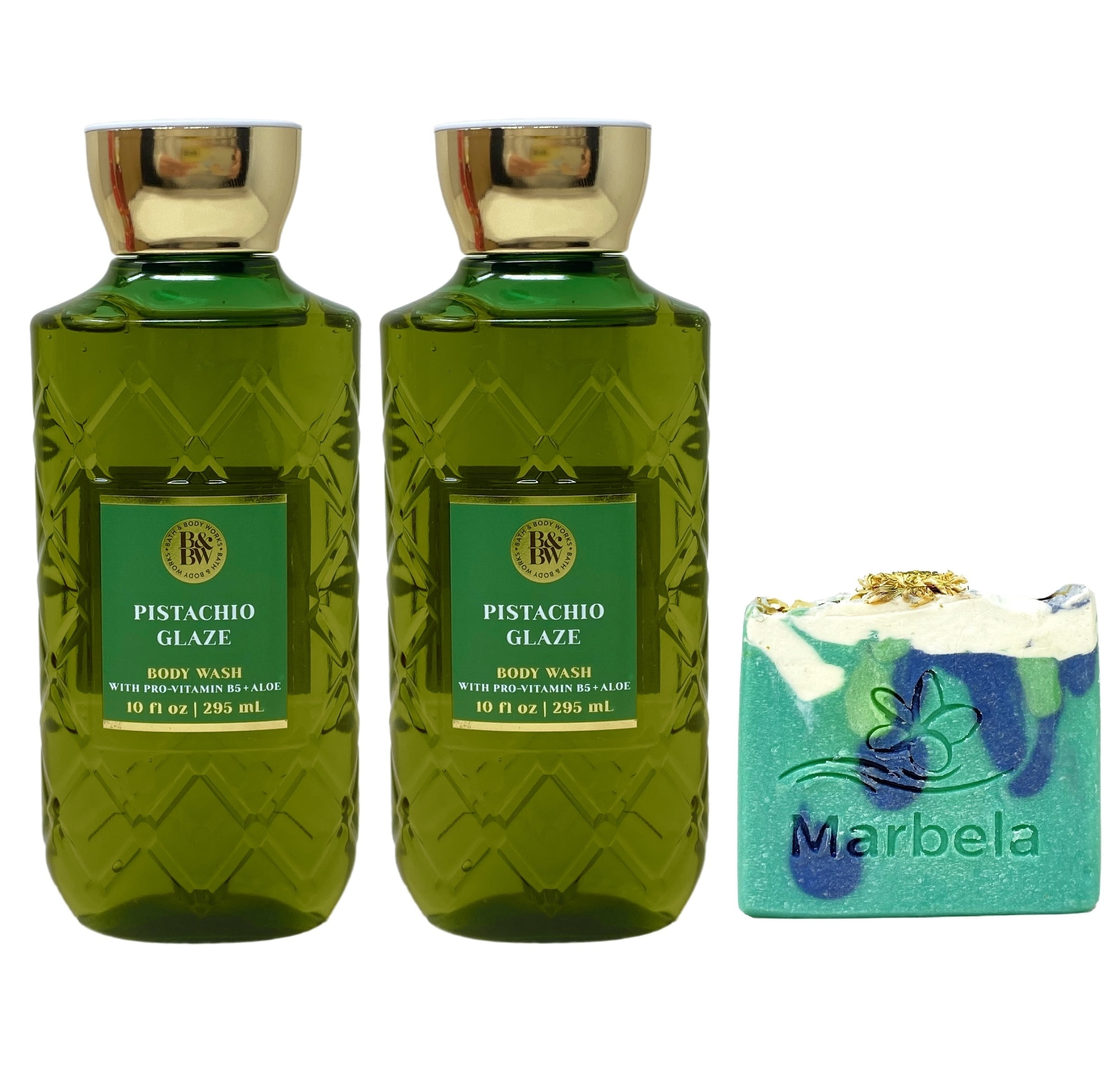 Bath & Body Works Pistachio Glaze 2 Body Washes with an Aloe Vera Bar Soap