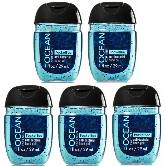 Bath & Body Works PocketBac Hand Sanitizer Gel Ocean For Men 5pc Bundle