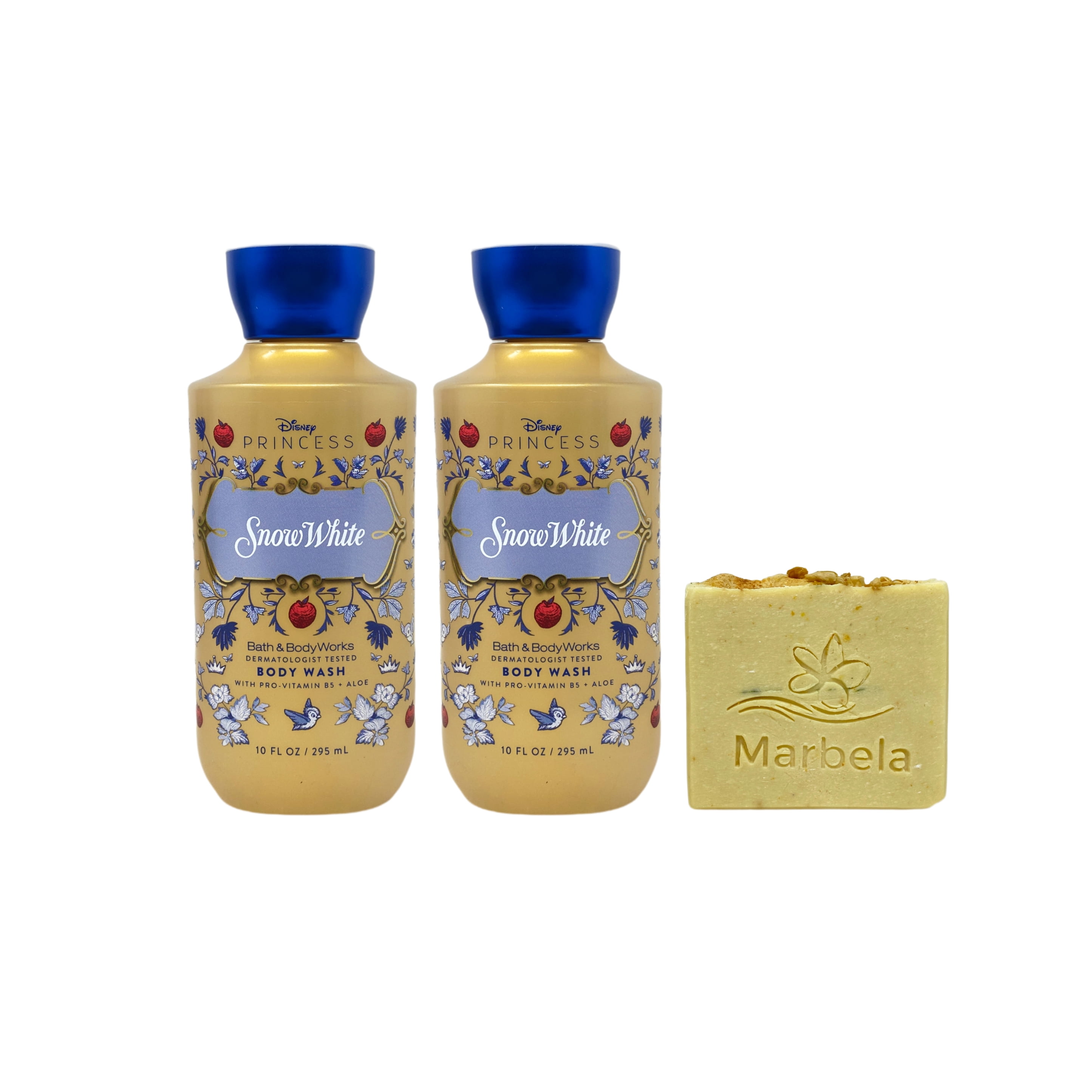 Bath & Body Works Princess Collection Snow White 2 Body Washes with a Perfectly Peeled Bar Soap