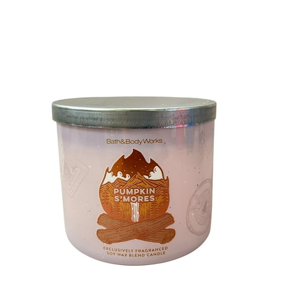 Bath & Body Works Pumpkin S'mores Scented 3 Wick Candle 14.5 oz