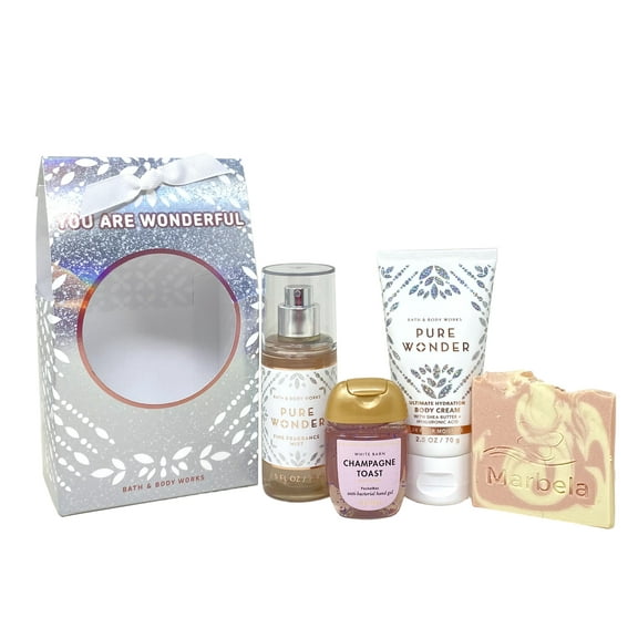 Bath & Body Works Pure Wonder - You Are Beautiful Mini Gift Bag Trio - Fragrance Mist, Body Cream and Hand Gel with a Himalayan Salts Springs Sample Soap