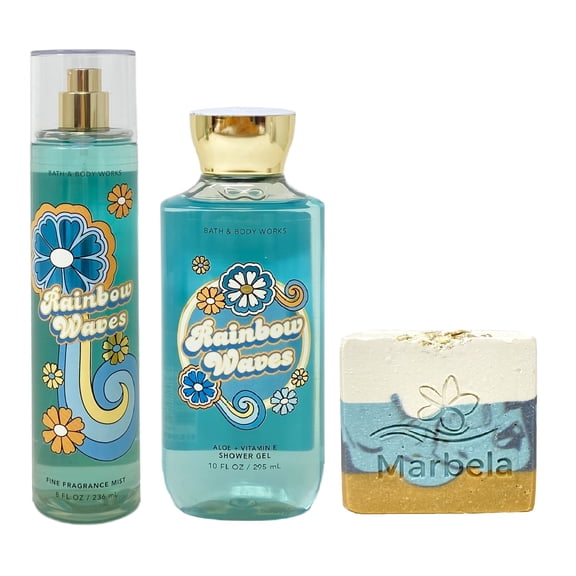 Bath & Body Works Rainbow Waves - Fine Fragrance Mist and Shower Gel with a Sea Breeze Bar Soap