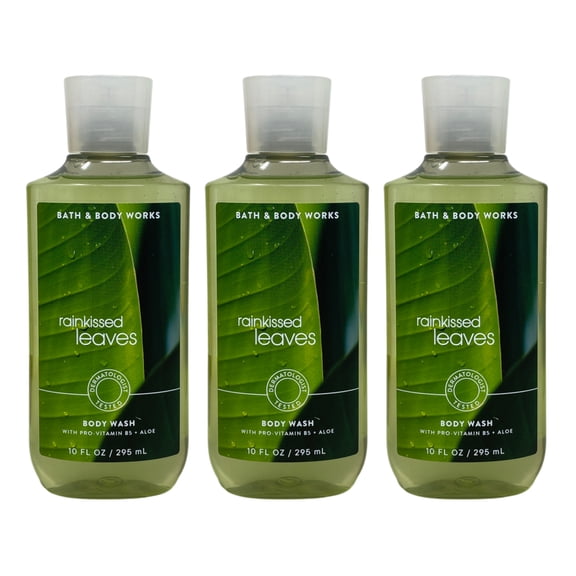 Bath & Body Works Rainkissed Leaves - 3 Pro Vitamin B5 + Aloe Body Washes (10 fl oz / 295 mL Each)