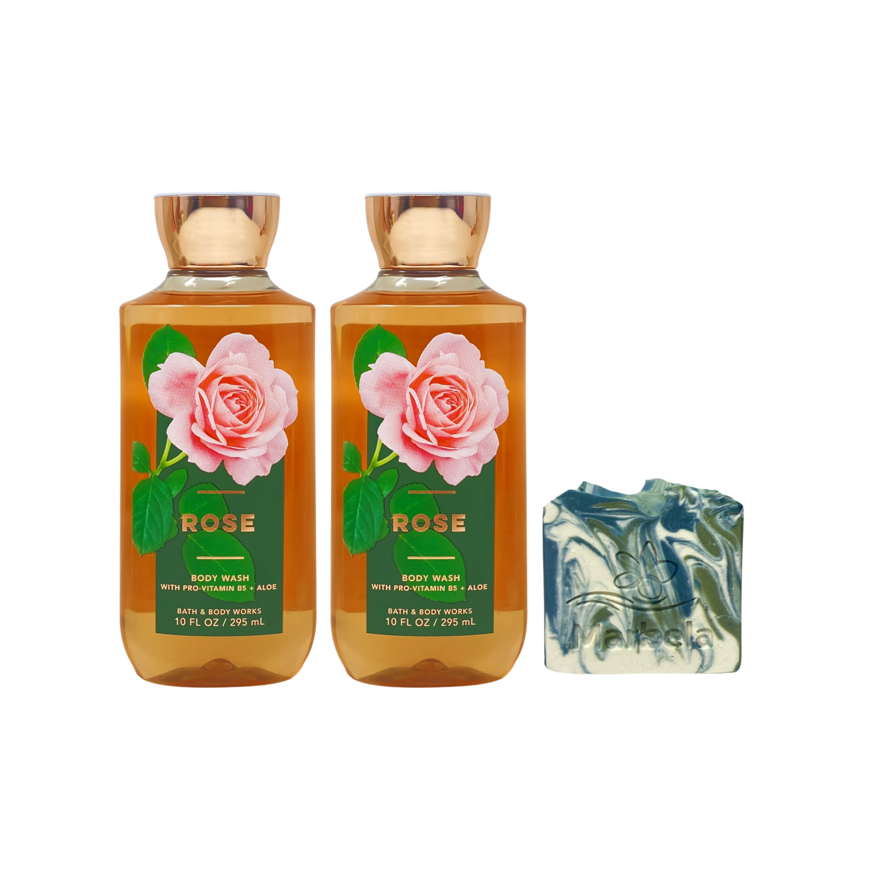 Bath & Body Works Rose - 2 Body Washes (10 fl oz / 295 ml Each) with a Zen Garden Bar Soap