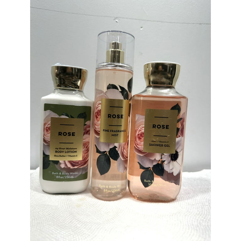 Bath & Body Works Rose 3 Piece Gift Set (Body Lotion 8 oz., Fine