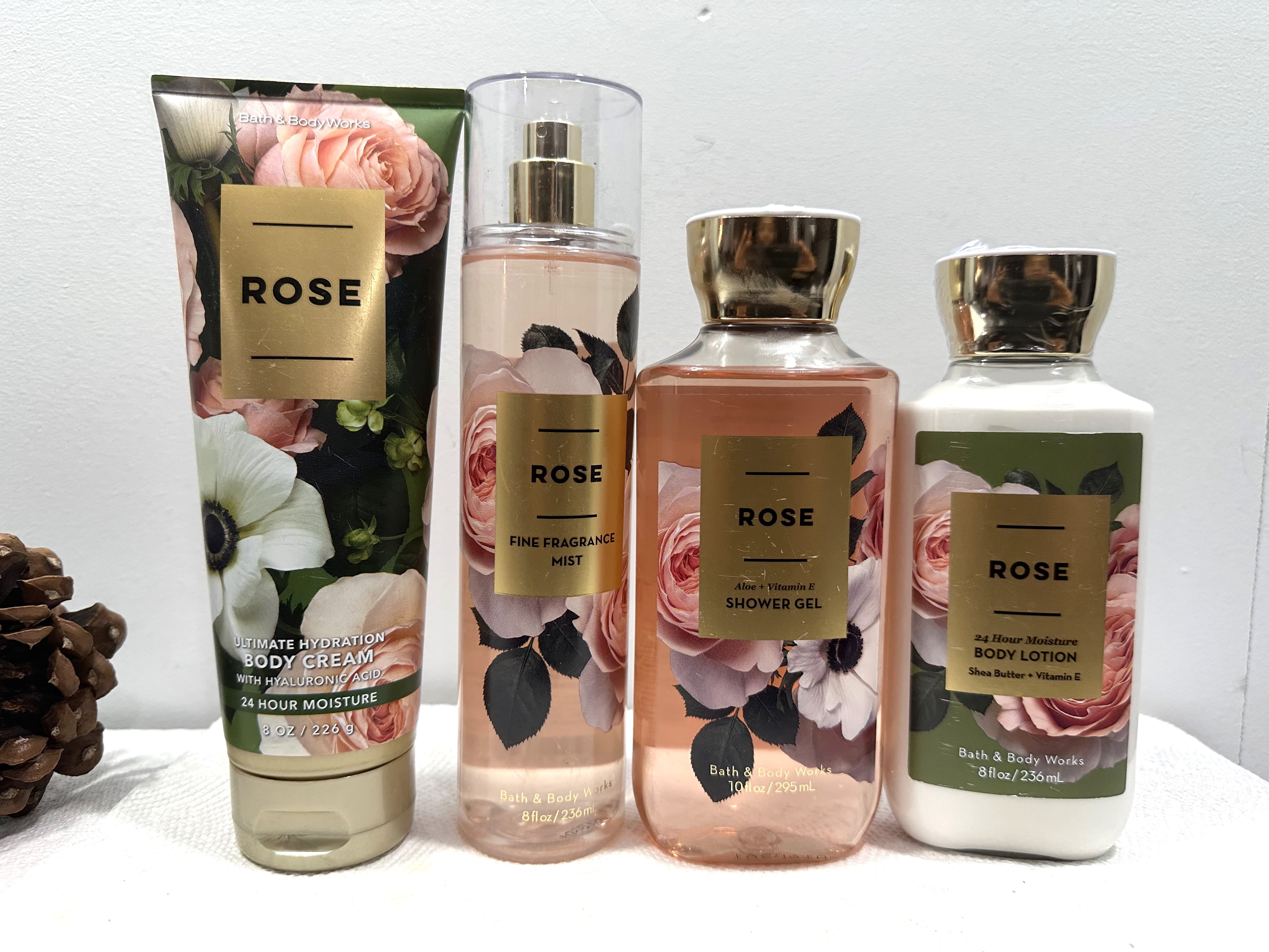 Bath & Body Works Rose 4 Piece Gift Set (Ultimate Hydration Body Cream 8  fl. oz., Fine Fragrance Mist 8 fl. oz., Body Lotion 8 oz., and Shower Gel  10 