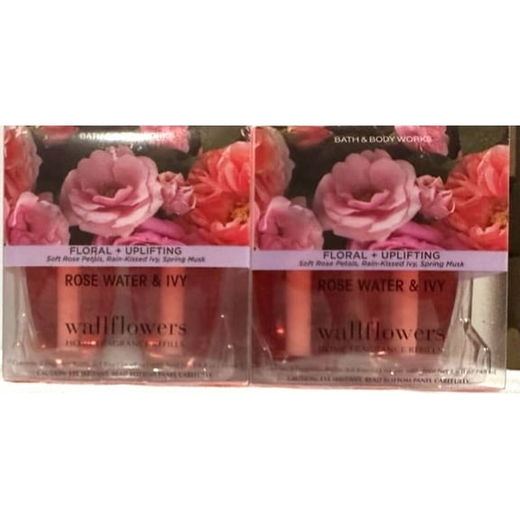 Bath & Body Works Rose Water & Ivy Wallflowers Home Fragrance Refills, 0.8 fl oz each - 4 Refills