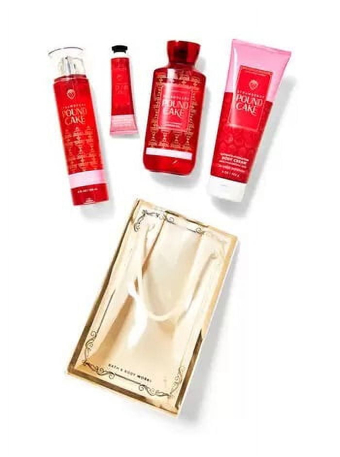 Bath and Body Works Strawberry Pound Cake Body Cream Shower Gel Whipped  Bath Foam Gift Set