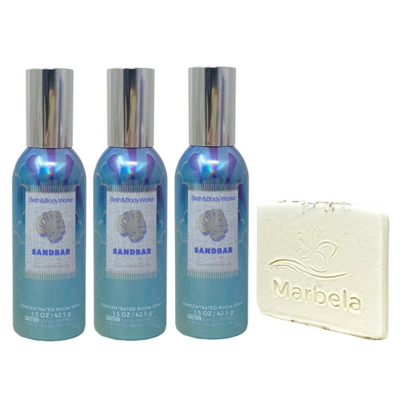Bath & Body Works Sandbar 3 Pack Room Spray Bundle with a Natural Oats Sample Soap
