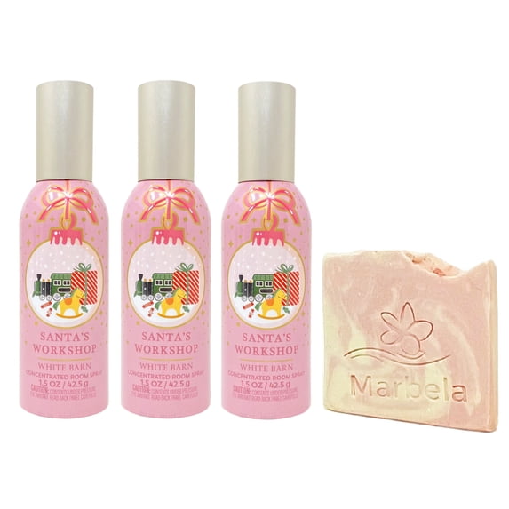 Bath & Body Works Santa's Workshop Concentrated Room Spray 3 Pack with a Himalayan Salts Springs Sample Soap